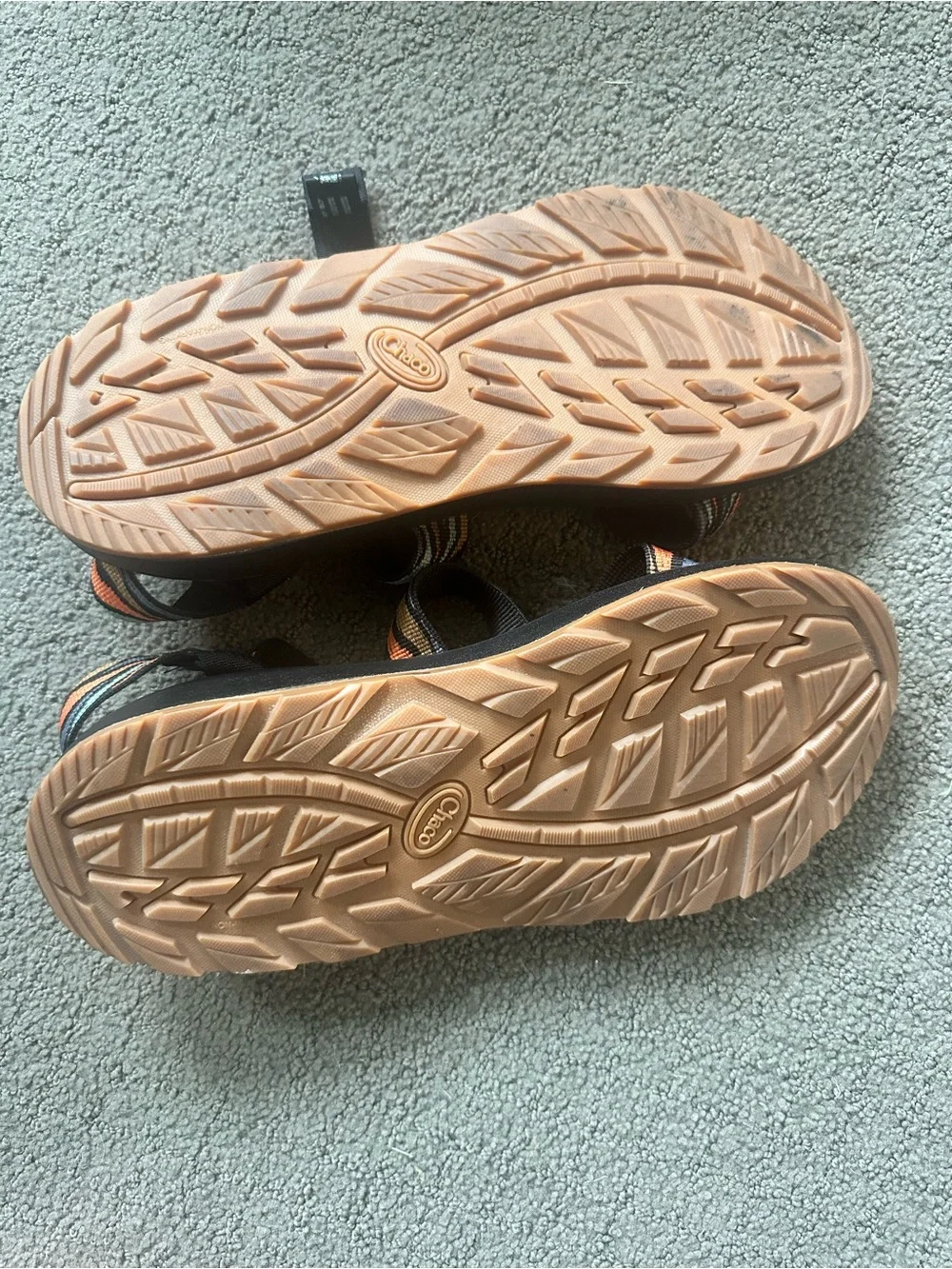 Chaco Men's Charcoal Sandals with Orange and Mint Wavy Straps
